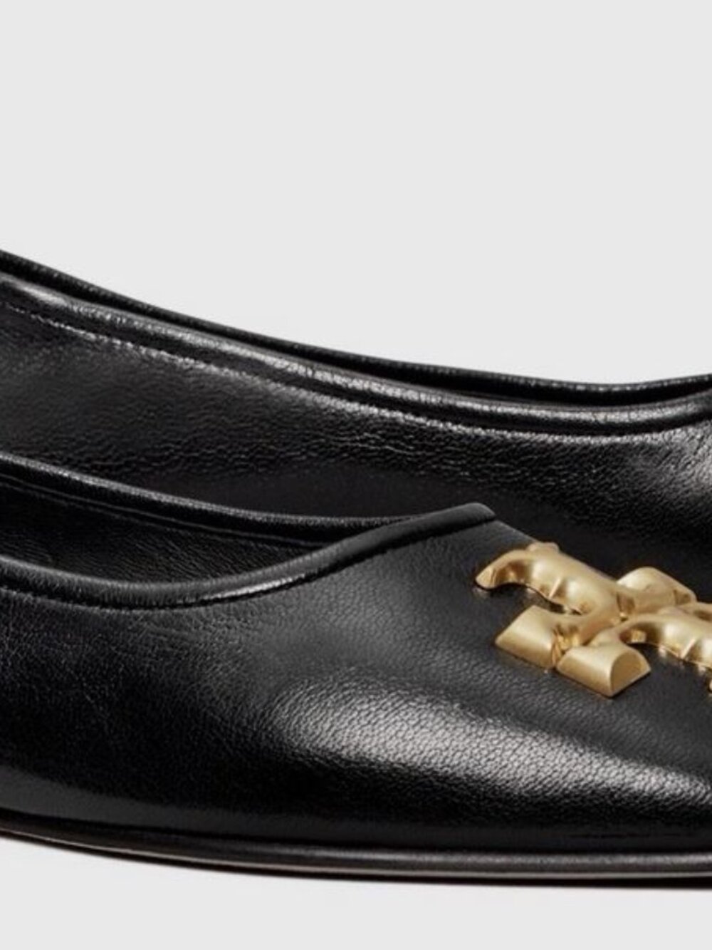 Brand New Tory Burch Women sz 7.5 black Leather Eleanor Logo Buckle Flats 141296